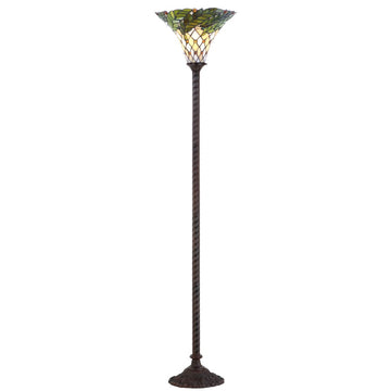 Botanical Tiffany Style 71" Torchiere LED Floor Lamp - JONATHAN Y